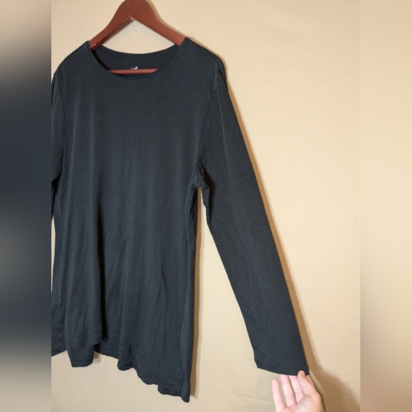 J. Jill Perfect Pima Delicate Trim Tunic Crew Neck 3/4 Sleeve Tee Black L Petite - Picture 5 of 12